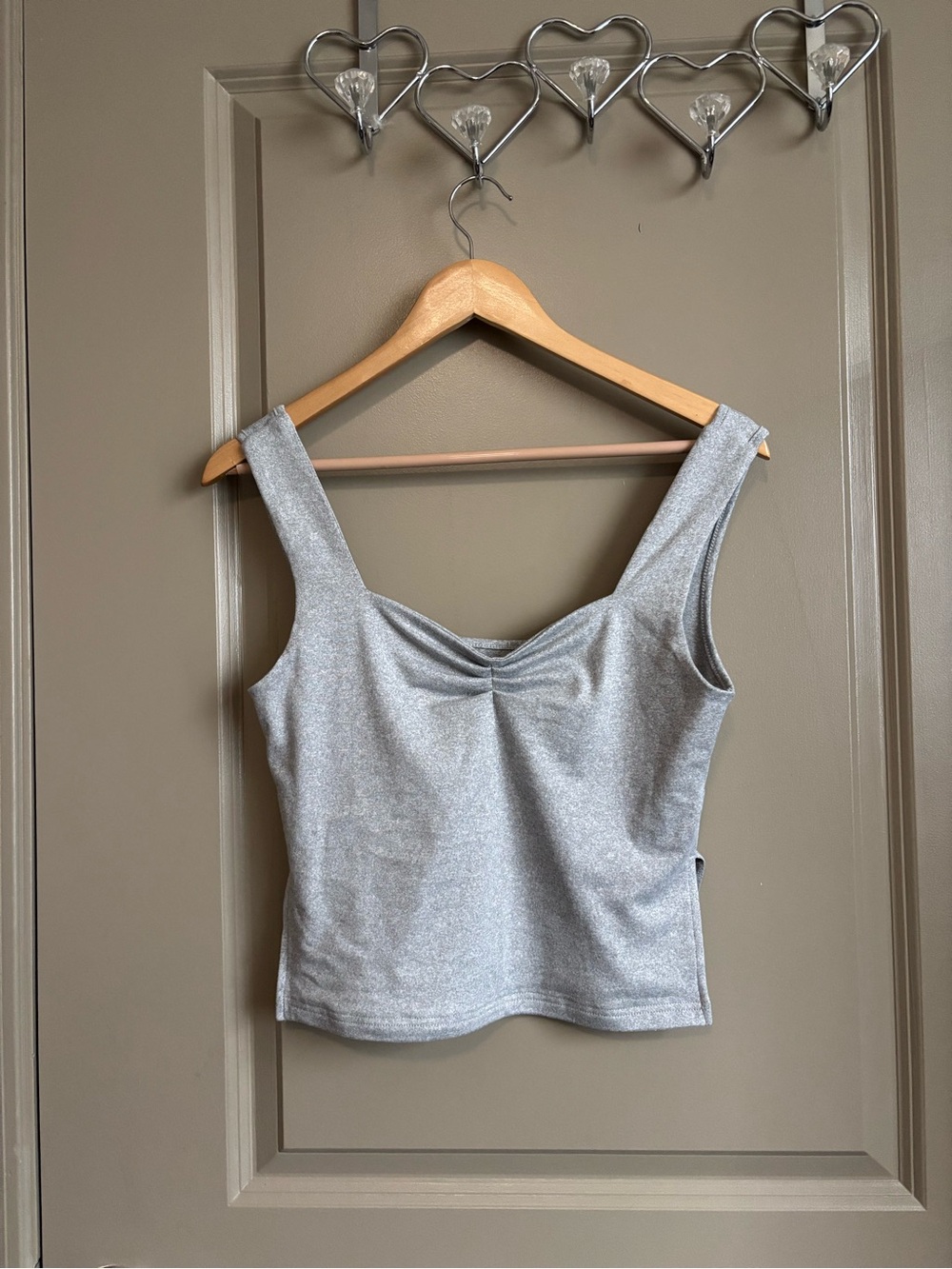 Grey Tank Top with Sweetheart Neckline